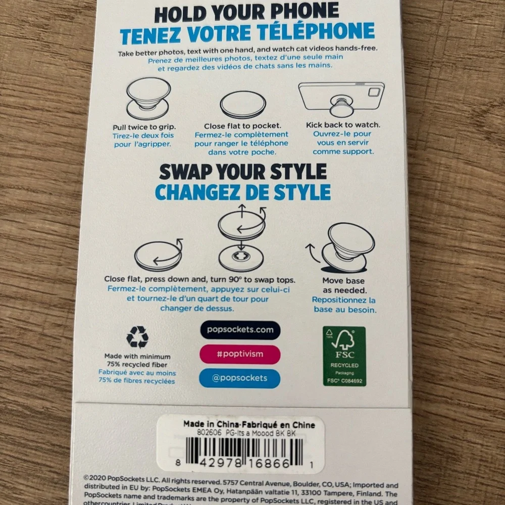 It's a Mood PopSocket PopGrip Cow Print NWT